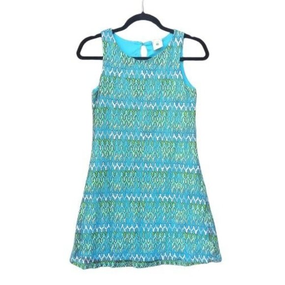 LEMON FIZZ | Girls Y2K Mesh Zig Zag Chevron Retro Mod A-Line Shift Dress 14 - Picture 1 of 15